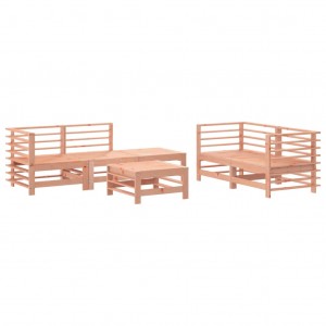 6 pcs conjunto lounge de jardim madeira de douglas maciça H