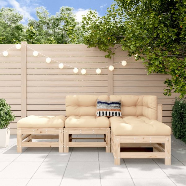 Juego de muebles de jardín 4 piezas madera maciza de pino D