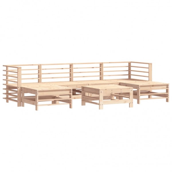 7 pcs conjunto lounge de jardim pinho maciço M 2