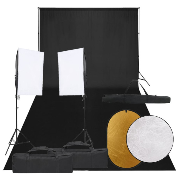 Kit de estudio fotográfico con set de luces. fondo y reflector D