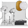 Kit de estudio fotográfico con set de luces. fondo y reflector 1