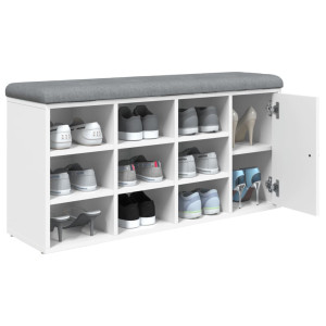 Banco zapatero madera de ingeniería blanco 102x32x50 cm H