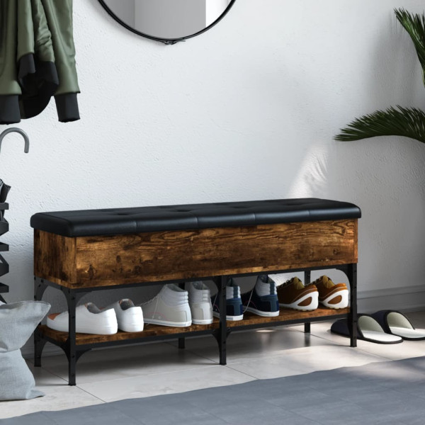 Banco zapatero madera de ingeniería roble ahumado 102x32x45 cm M 3