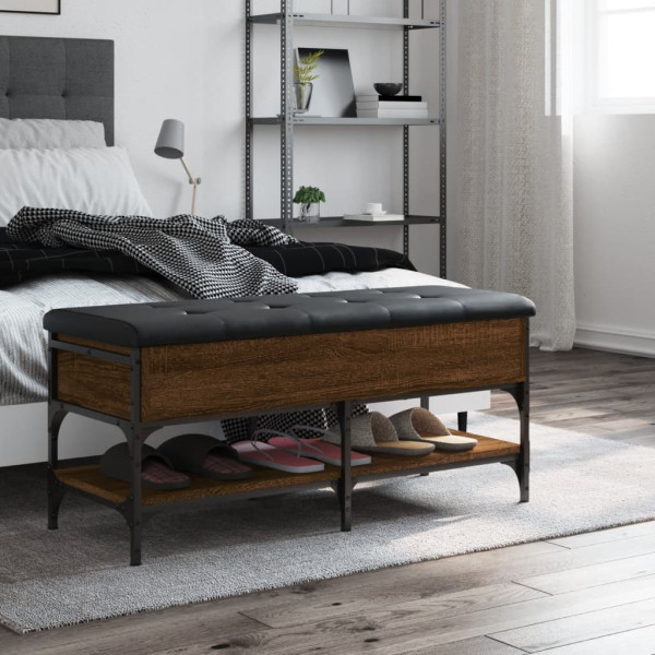 Banco zapatero madera de ingeniería marrón roble 102x42x45 cm M 3