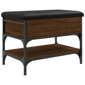Banco zapatero madera de ingeniería marrón roble 62x42x45 cm H