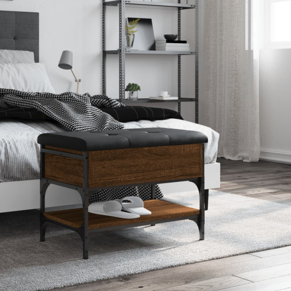 Banco zapatero madera de ingeniería marrón roble 62x42x45 cm M 3