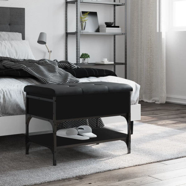 Banco zapatero madera de ingeniería negro 62x42x45 cm M 3