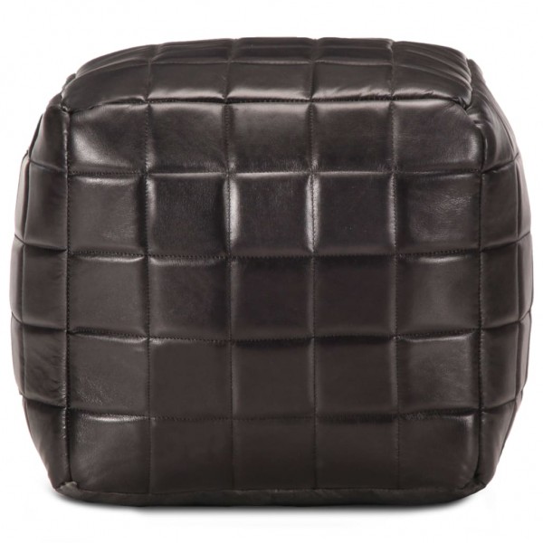 Puf negro 40x40x40 cm cuero auténtico de cabra M 2