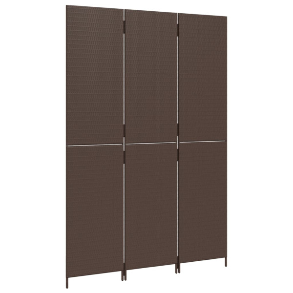 Biombo de divisão 3 painéis vime PE castanho M 4