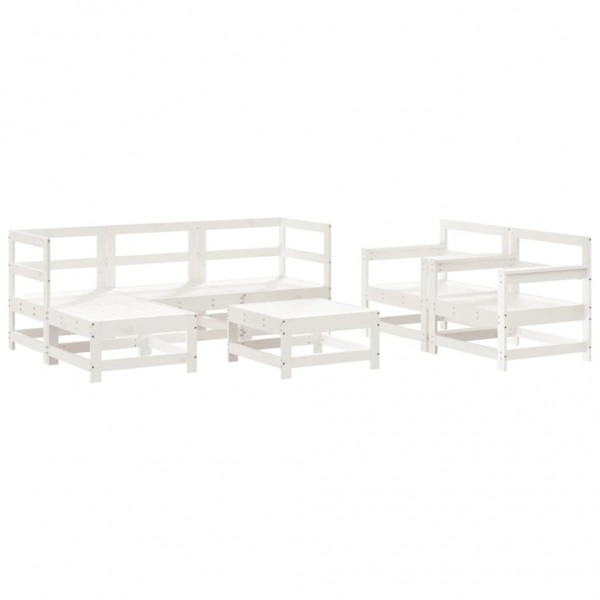 Juego de muebles de jardín 7 pzas madera maciza de pino blanco M 2
