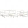 7 pcs conjunto lounge de jardim pinho maciço branco 2