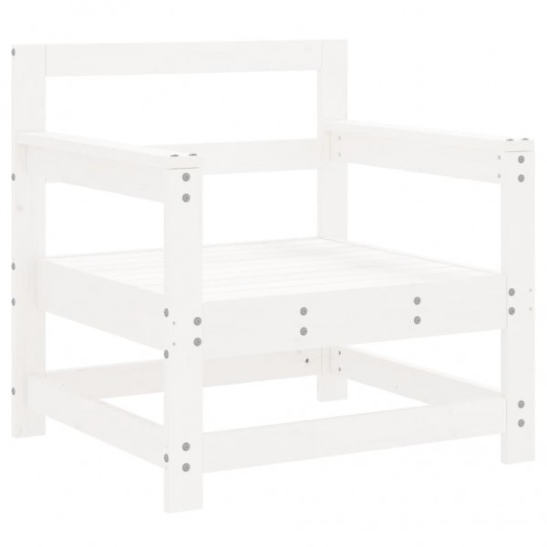 7 pcs conjunto lounge de jardim pinho maciço branco M 5