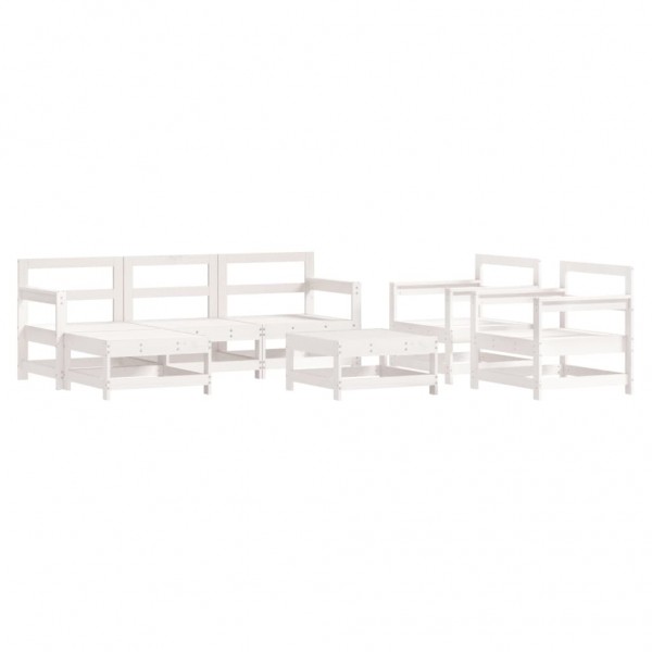 Juego de muebles de jardín 7 pzas madera maciza de pino blanco M 2
