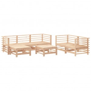 7 pcs conjunto lounge de jardim pinho maciço H