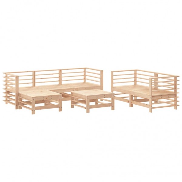 Juego de muebles de jardín 7 piezas madera maciza de pino M 2