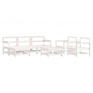 7 pcs conjunto lounge de jardim pinho maciço branco H