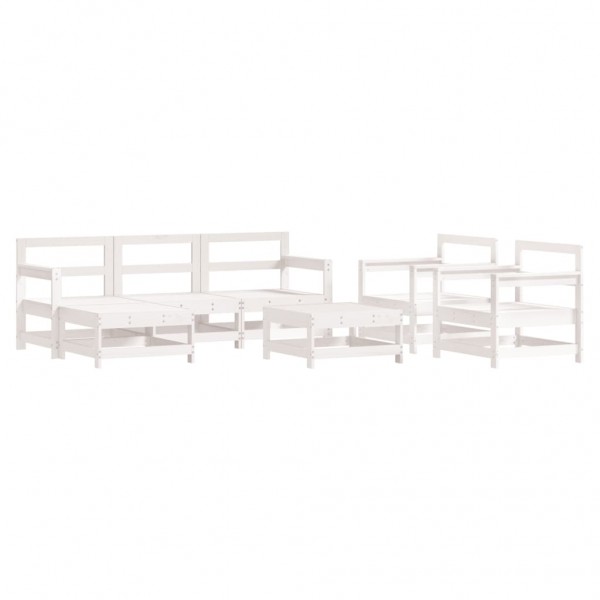 Juego de muebles de jardín 7 pzas madera maciza de pino blanco M 2
