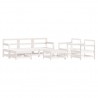 7 pcs conjunto lounge de jardim pinho maciço branco 2