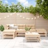 Juego de muebles de jardín 6 piezas madera maciza de pino 1