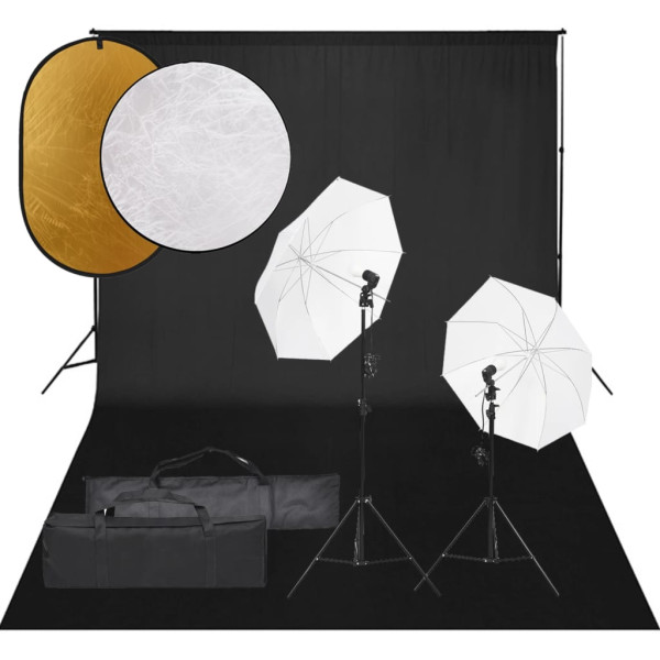 Kit de estudio fotográfico con set de luces. fondo y reflector D