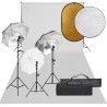 Kit de estudio fotográfico con set de luces. fondo y reflector 1