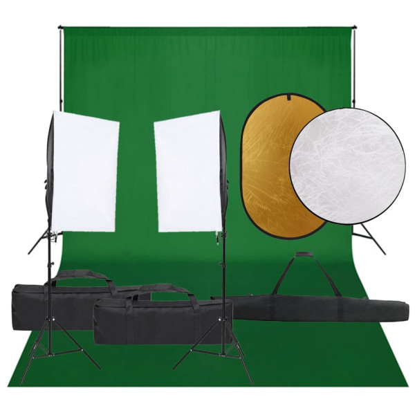 Kit de estudio fotográfico con set de luces. fondo y reflector D