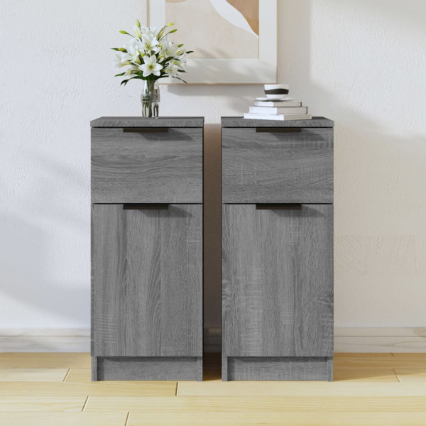 Aparadores 2 uds madera contrachapada gris Sonoma 30x30x70 cm D