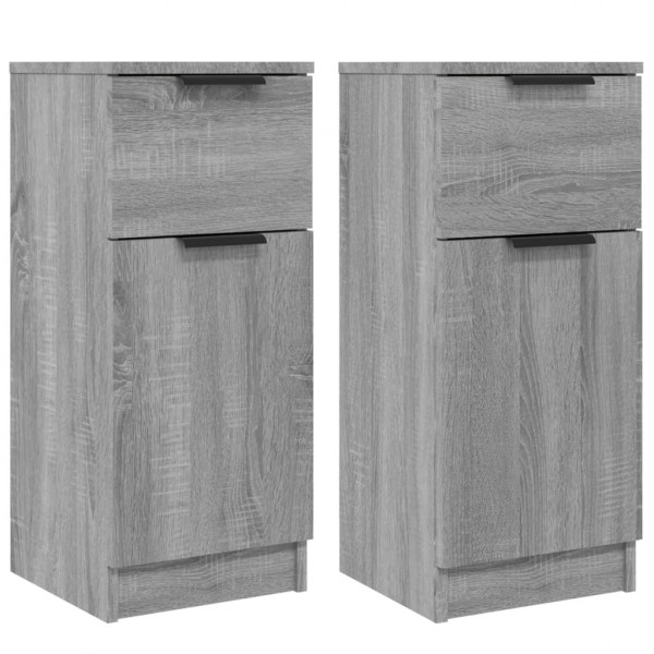 Aparadores 2 uds madera contrachapada gris Sonoma 30x30x70 cm M 2