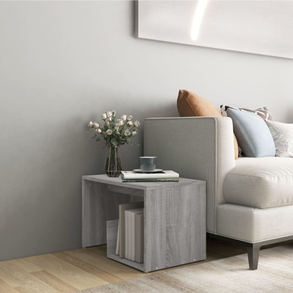 Mesa auxiliar madera contrachapada gris Sonoma 59x36x38 cm D