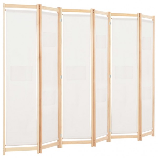 Biombo divisor de 6 paneles de tela color crema 240x170x4 cm M 3