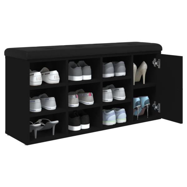 Banco zapatero madera de ingeniería negro 102x32x50 cm M 4