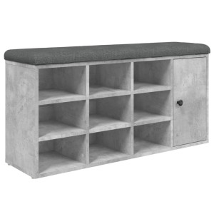 Banco zapatero madera de ingeniería gris hormigón 102x32x50 cm H