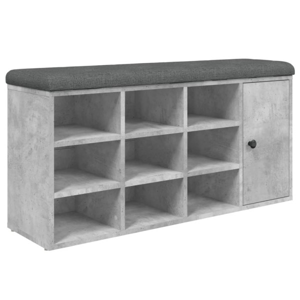 Banco zapatero madera de ingeniería gris hormigón 102x32x50 cm M 2