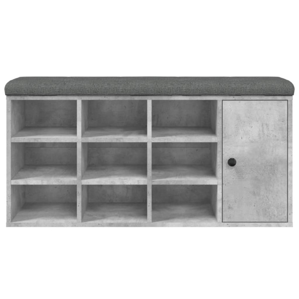 Banco zapatero madera de ingeniería gris hormigón 102x32x50 cm M 5
