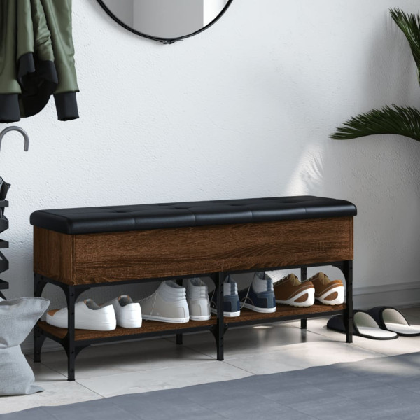 Banco zapatero madera de ingeniería marrón roble 102x32x45 cm M 3