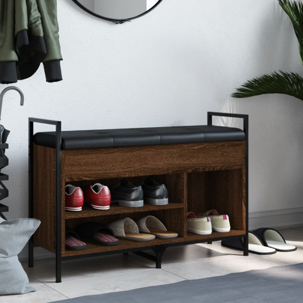 Banco zapatero madera de ingeniería marrón roble 85.5x32x57.5cm M 3