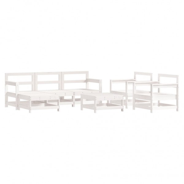 Juego de muebles de jardín 7 pzas madera maciza de pino blanco M 2