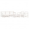 7 pcs conjunto lounge de jardim pinho maciço branco 2
