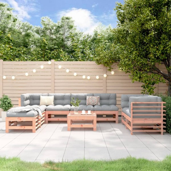 Juego de muebles de jardín 9 pzas madera maciza abeto Douglas D