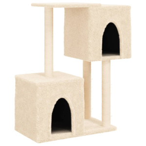 Rascador para gatos con postes de sisal color crema 86 cm H