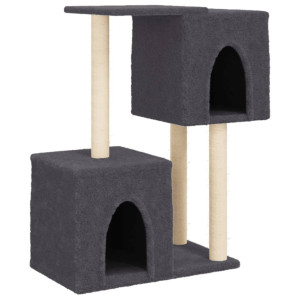 Rascador para gatos con postes de sisal gris oscuro 86 cm H