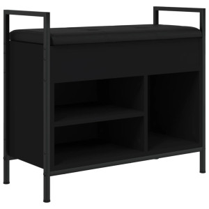 Banco zapatero madera de ingeniería negro 65.5x32x57.5 cm H