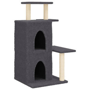 Rascador para gatos con postes de sisal gris oscuro 97 cm H