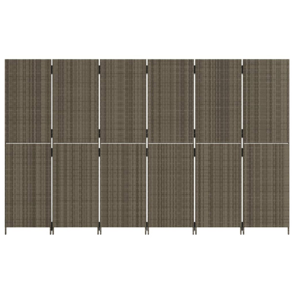 Biombo de 6 paneles ratán sintético gris M 5