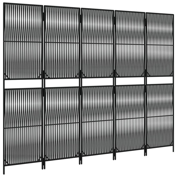 Biombo de 5 paneles ratán sintético negro M 4