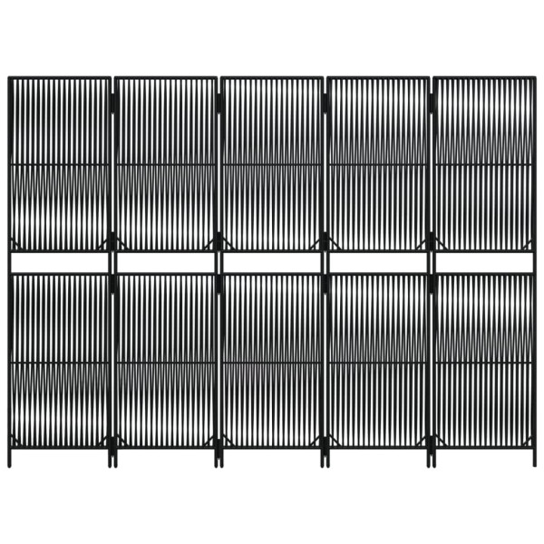 Biombo de 5 paneles ratán sintético negro M 5
