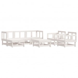 7 pcs conjunto lounge de jardim pinho maciço branco H