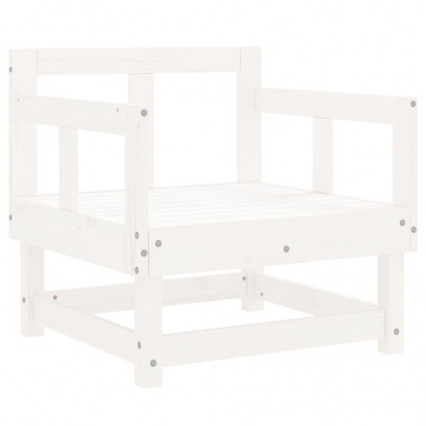 7 pcs conjunto lounge de jardim pinho maciço branco M 5