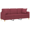 Sofá 3 lug. + almofadas decorativas 180cm tecido vermelho tinto 3