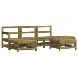 6 pcs conjunto lounge de jardim madeira de pinho impregnada H